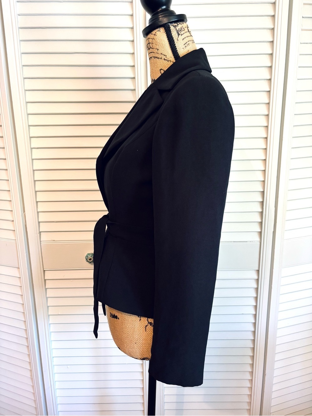 Talbots Black Button Down Blazer Jacket with Front Tie Size 2 Petite 2P - Picture 3 of 8